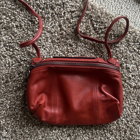 Longchamp Le Pilage Cuir Red Leather Crossbody Bag - Picture 4 of 9